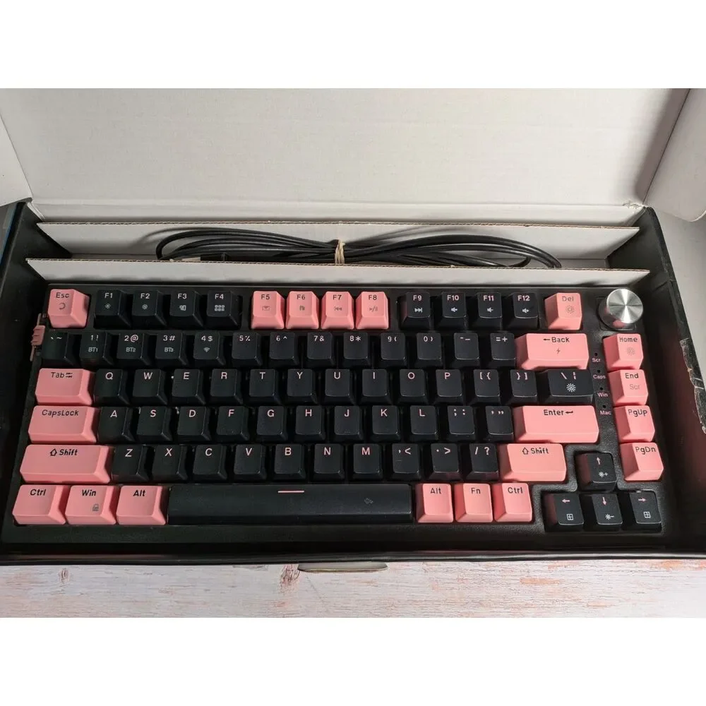 MageGee SKY81 75% Mechanical Gaming Keyboard - Pink/Black (Tri-Mode, Hot-Swappab